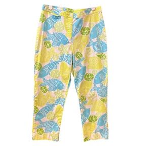 Lilly Pulitzer Fish‎ & Sea Life Print Cropped Pants Women's Size 8 vintage